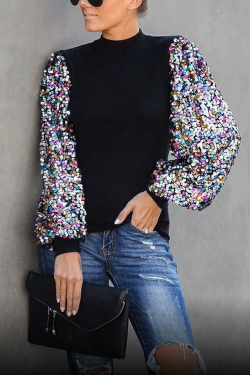 Chemisier Manches à Sequins Colorés