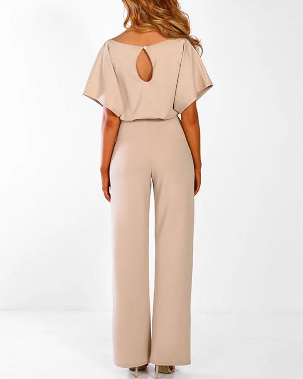 Combinaison Pantalon Large, Manches Chauve-Souris Courtes
