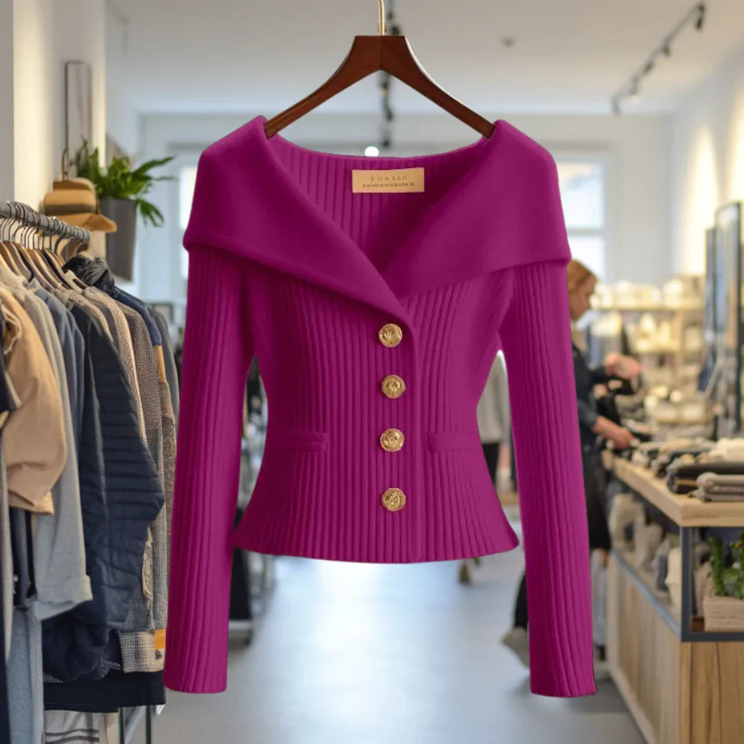 MORGANE — Cardigan Boutonné à Col Large