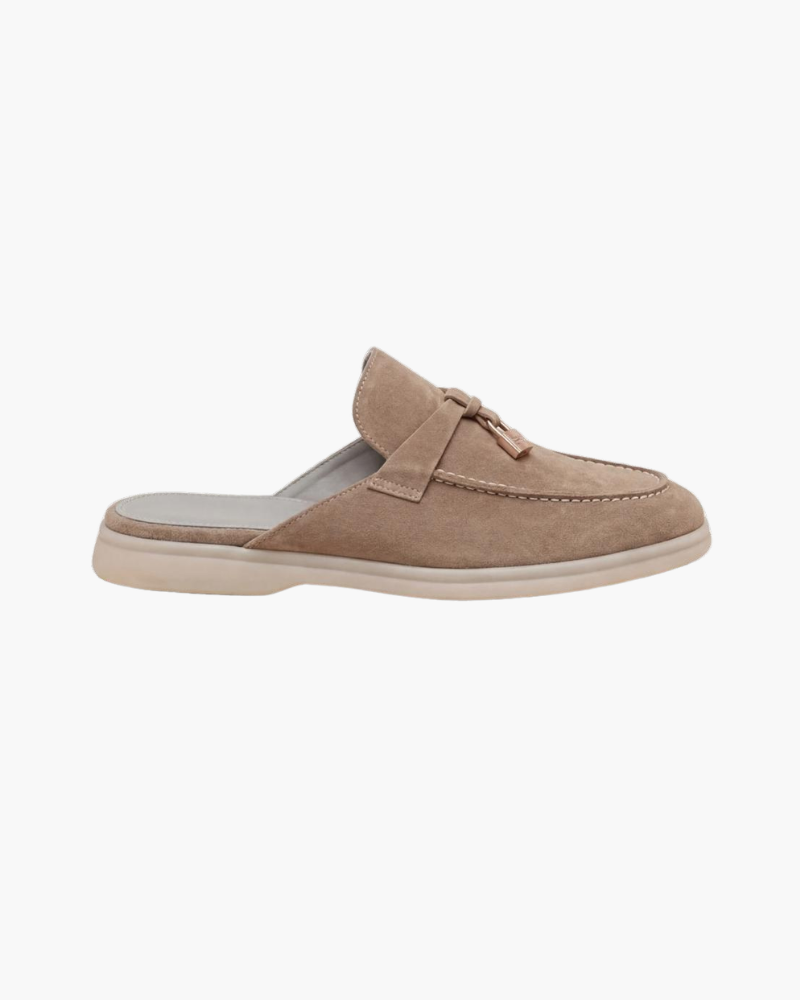 Mule Saint-Tropez en suède beige — vue principale