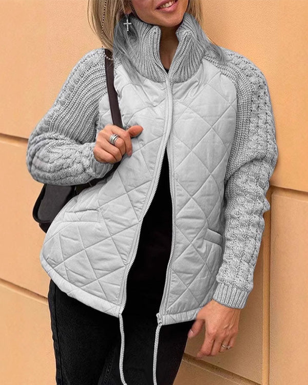 Manteau en Coton à Manches Tricot avec Zip