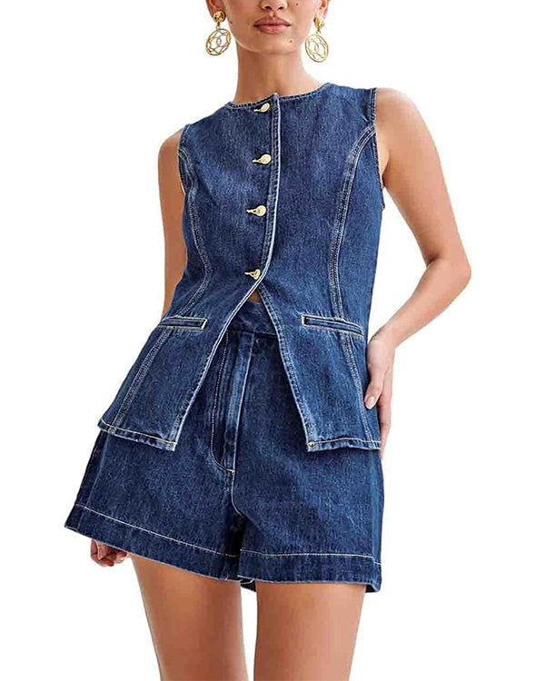 Ensemble Débardeur en Denim et Short en Jean