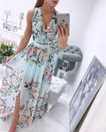 Robe Longue Fleurie en Mousseline, Style Bohème, Col en V