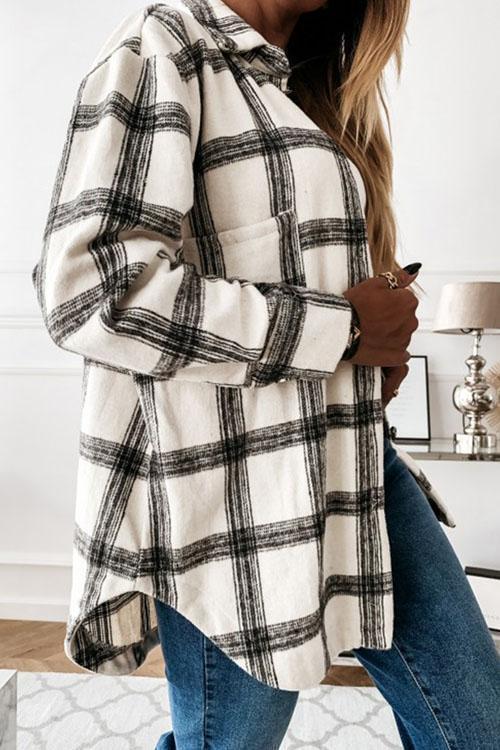 Manteau Chemise Rétro à Carreaux, Gros Boutons — 11 Coloris