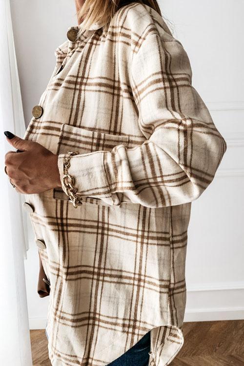 Manteau Chemise Rétro à Carreaux, Gros Boutons — 11 Coloris