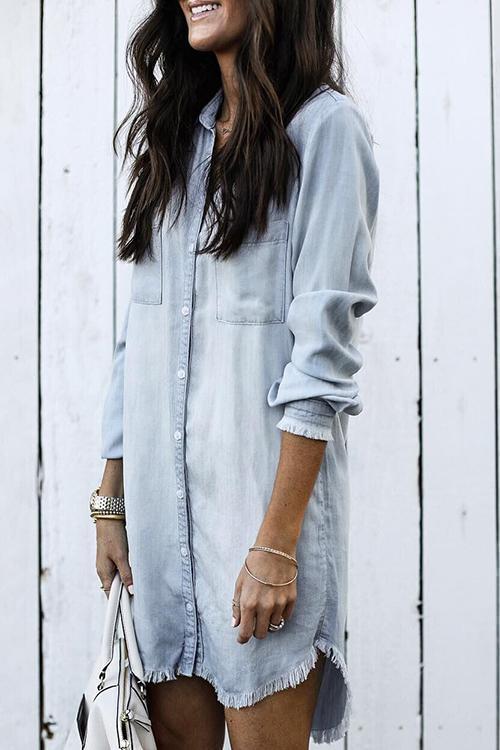 Robe Chemise Pardessus en Denim