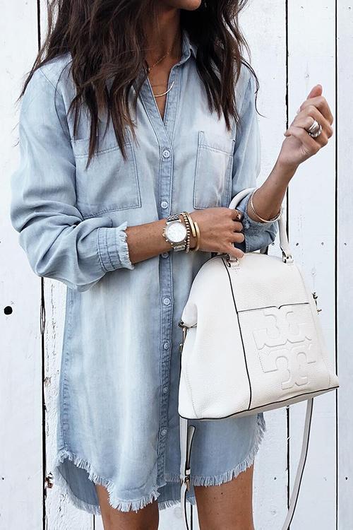Robe Chemise Pardessus en Denim