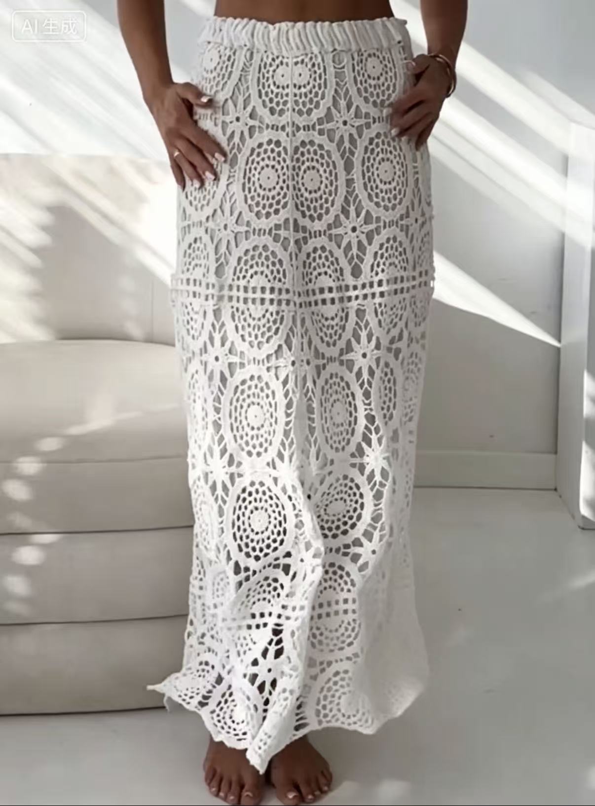 Ensemble Crochet Bohème Top Ajouré et Jupe