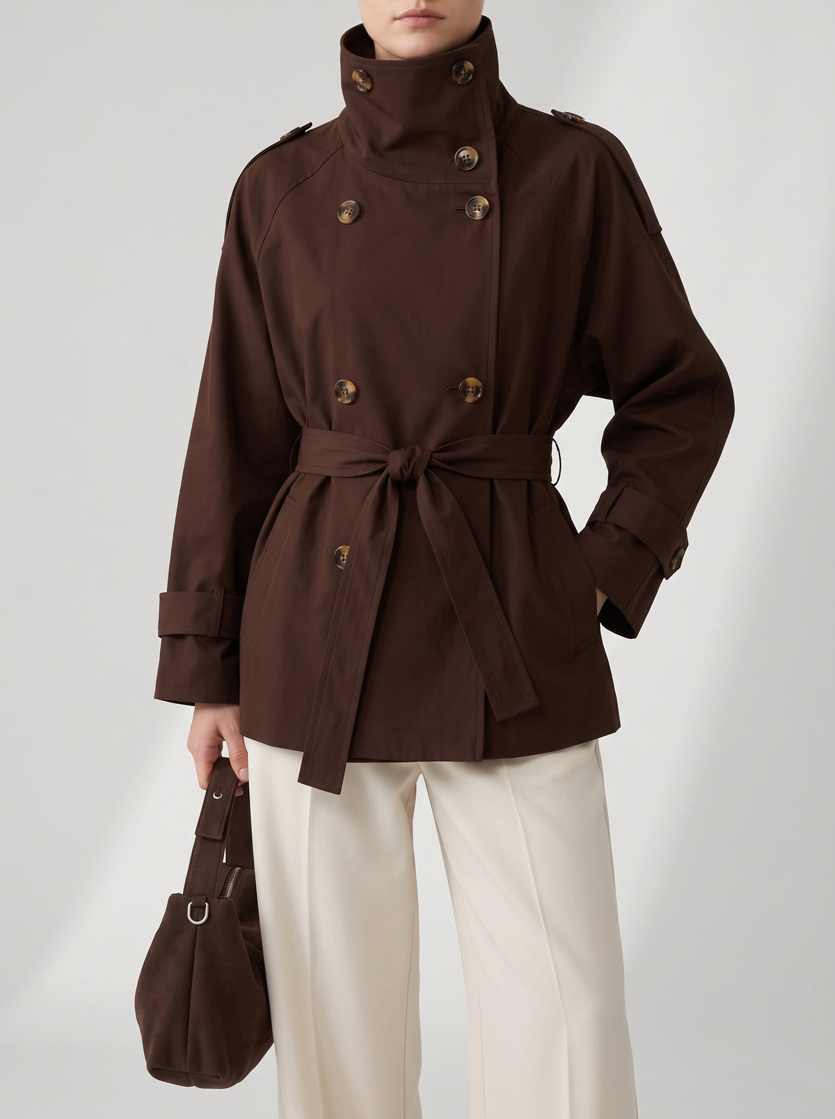 Aida Short Lace-Up Trench Coat