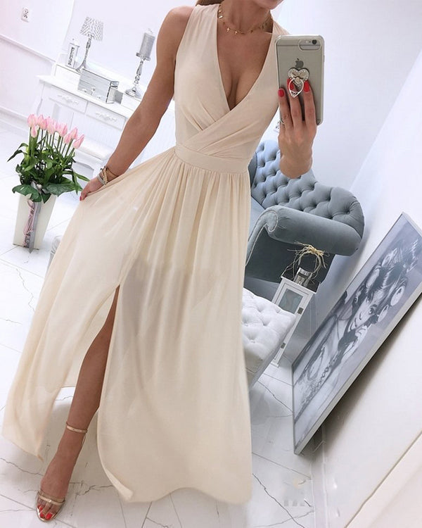 Robe Longue en Mousseline, Style Bohème, Col en V