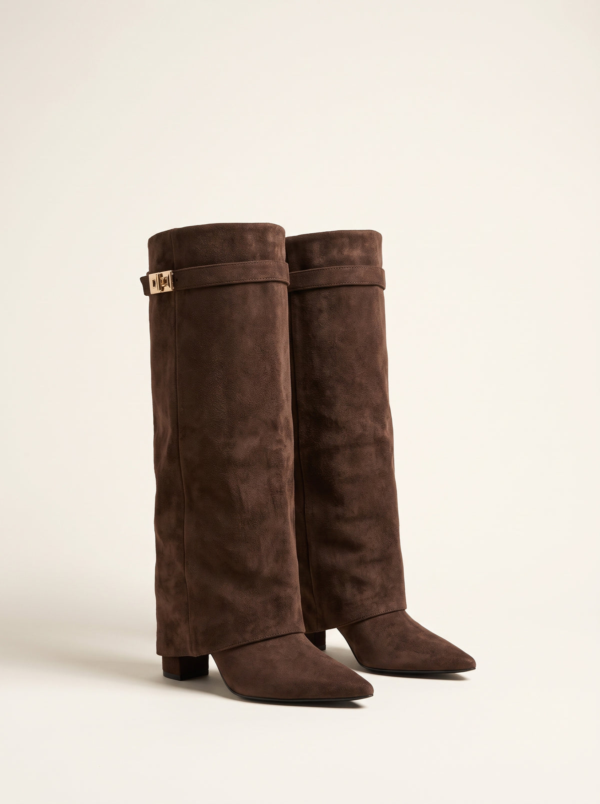 Bottes hautes Monica ajustées - Marron suédé