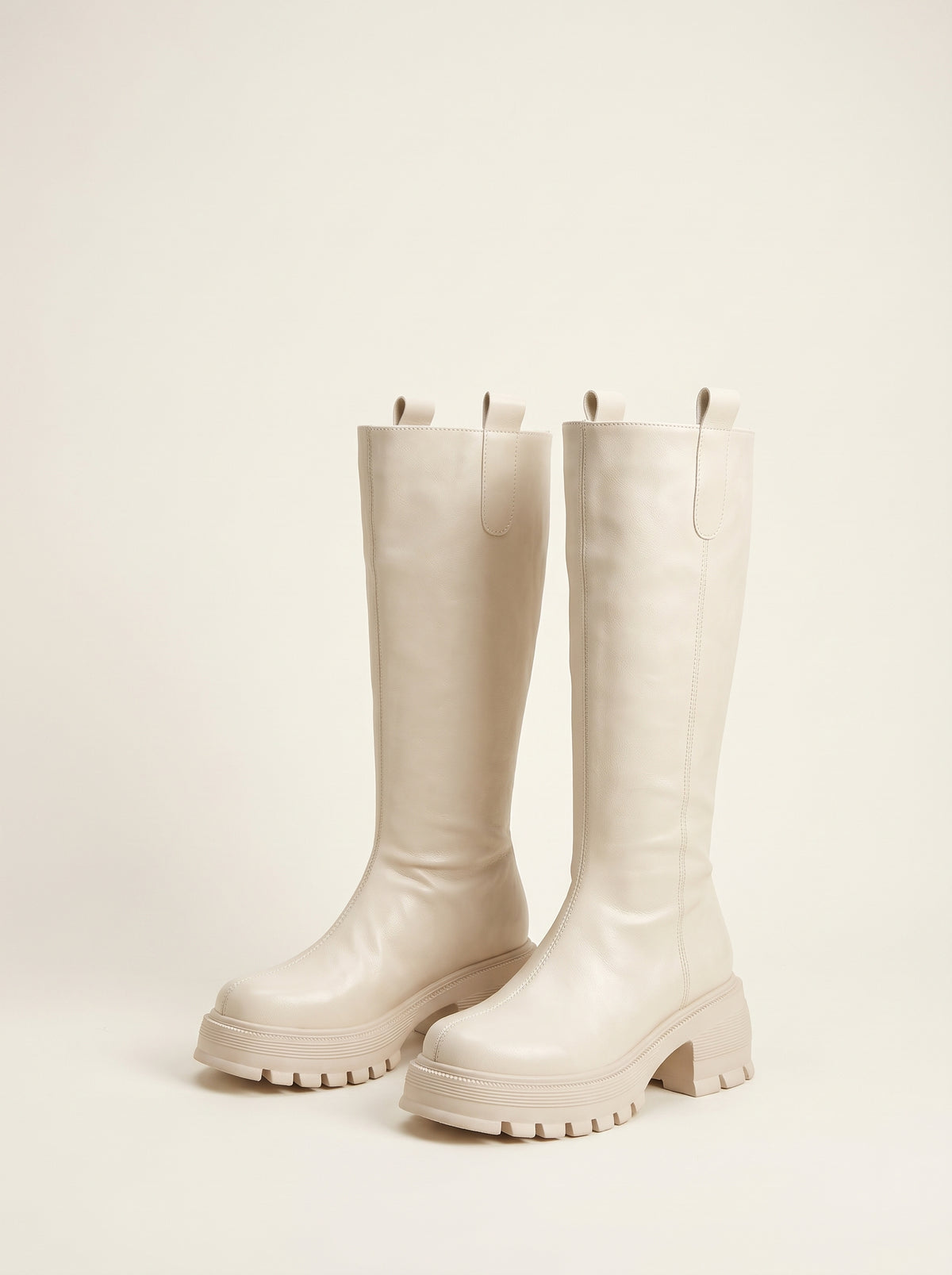 Bottes hautes Feliz en cuir - Crème