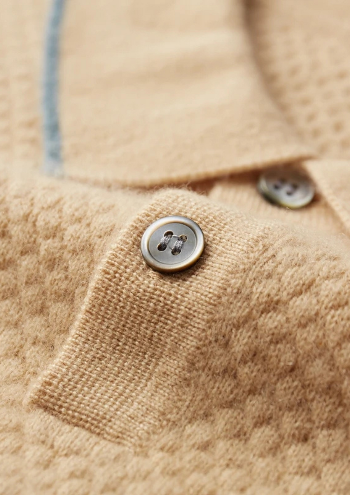 Polo bicolore en cachemire premium moutarde