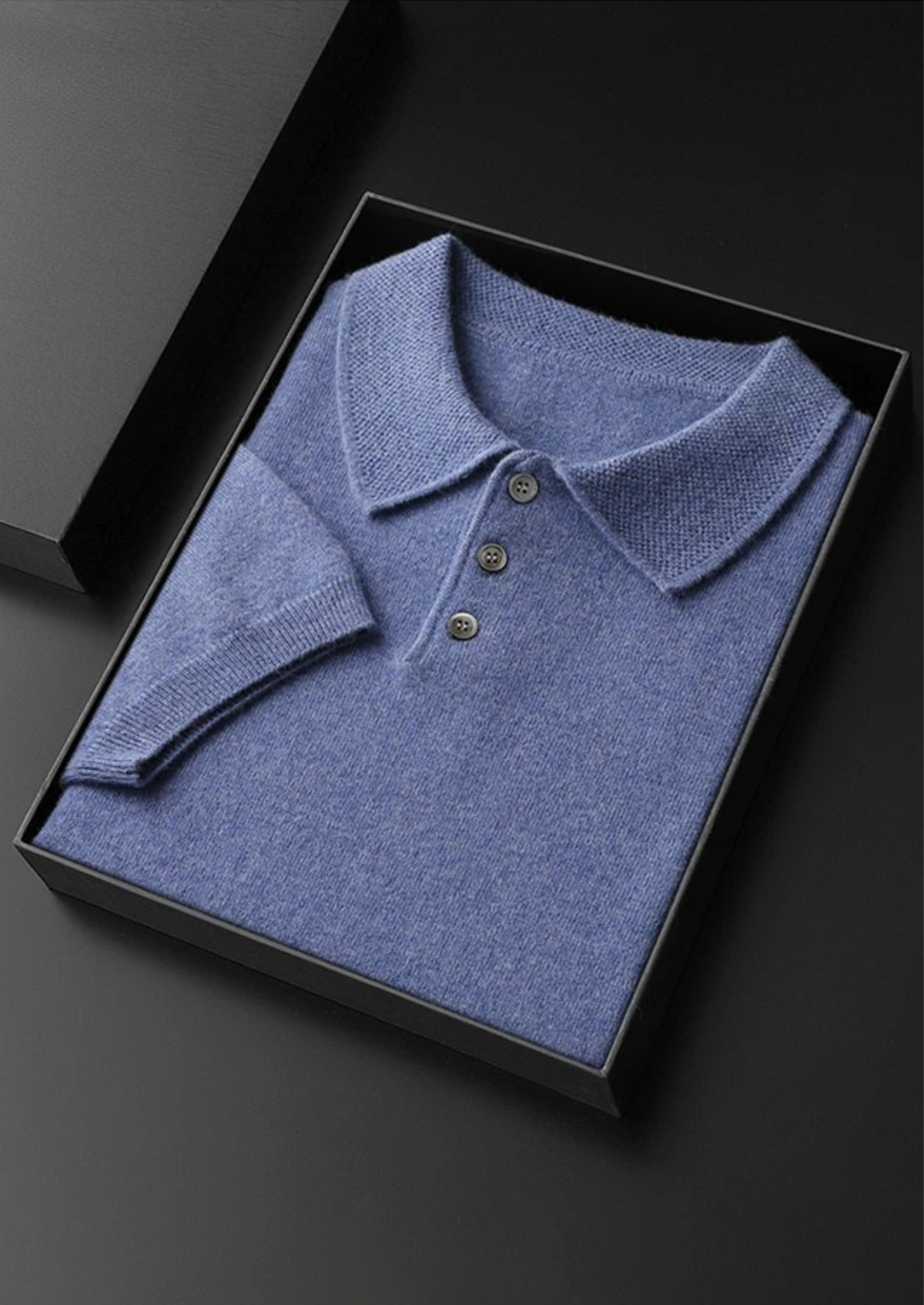 Polo classique en cachemire premium bleu