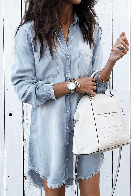 Robe Chemise Pardessus en Denim