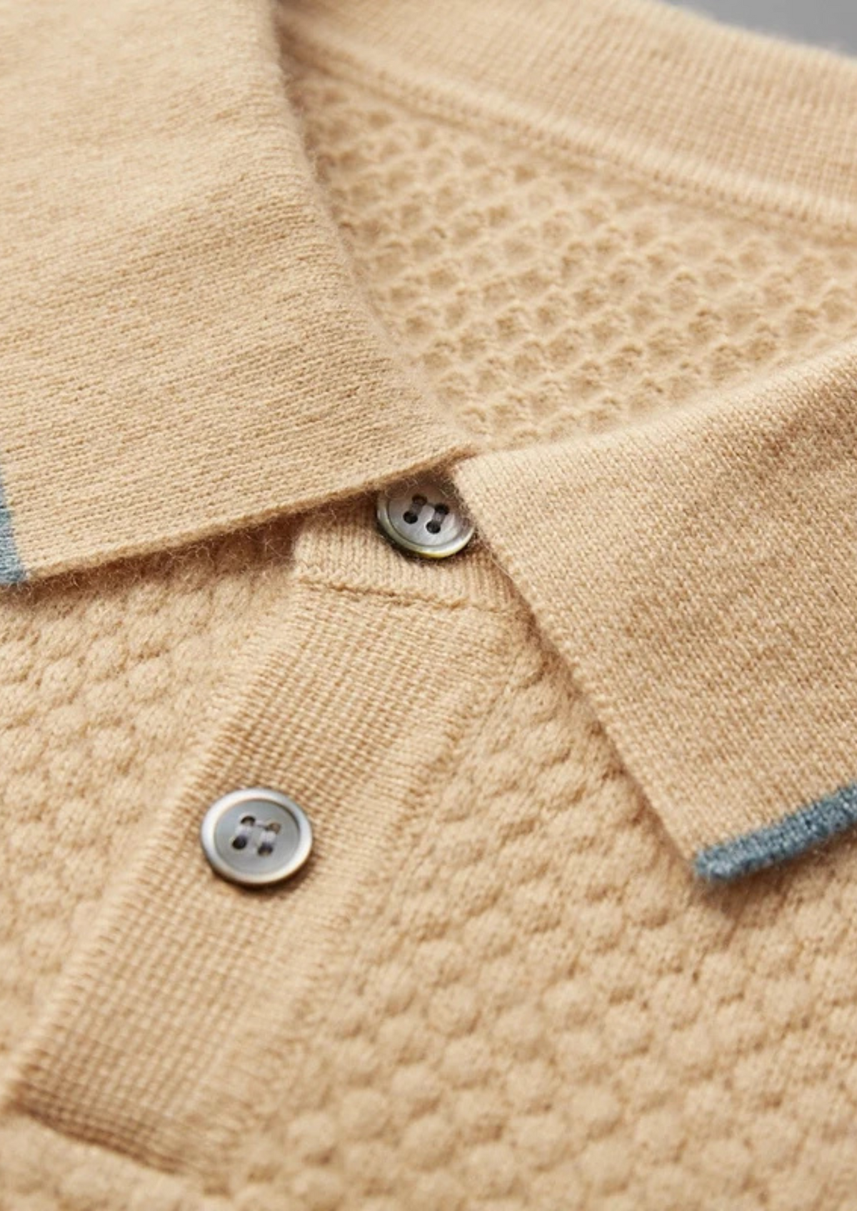 Polo bicolore en cachemire premium moutarde