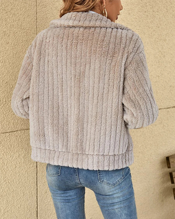Manteau Polaire Doux à Revers, Zippé