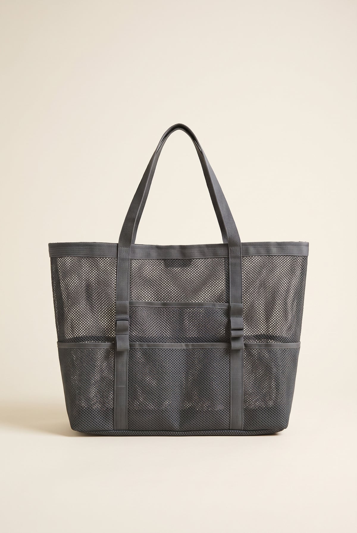 Layla Large Canvas Beach Tote — Gray