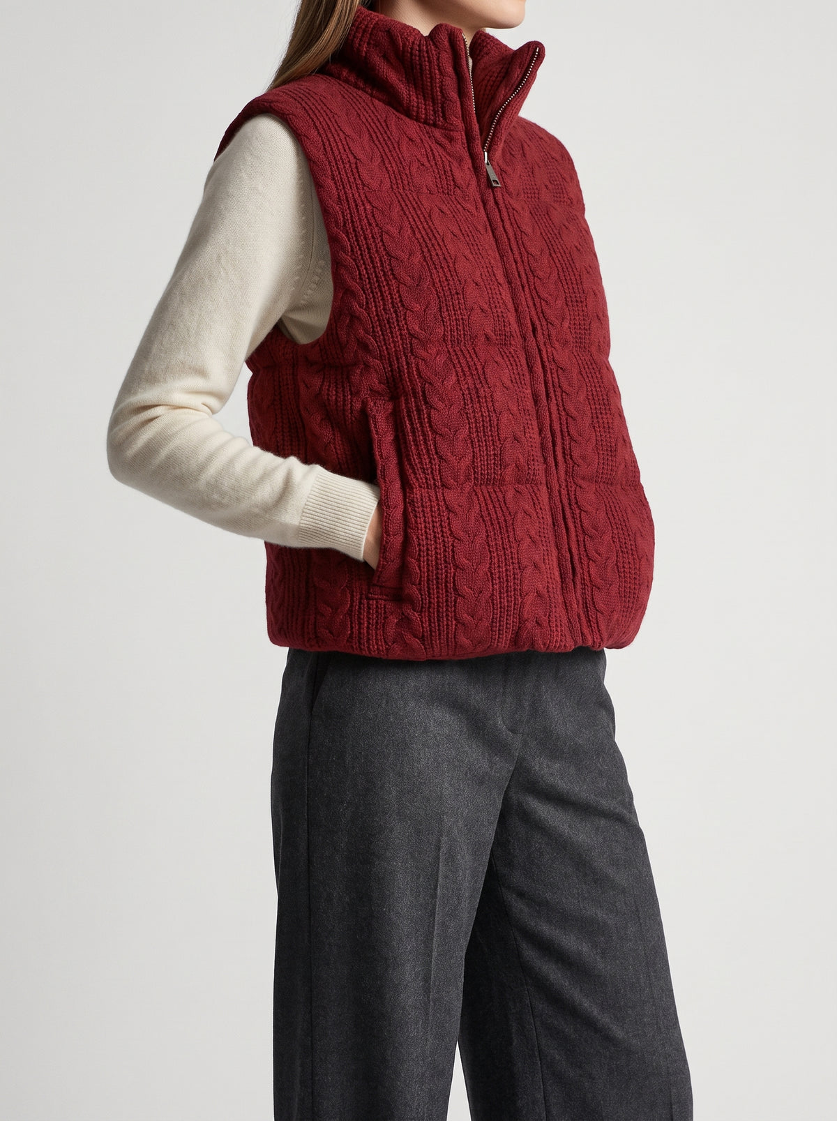 Jayden Sleeveless Knit Vest — Burgundy