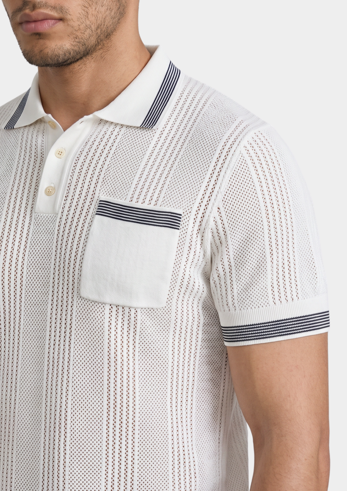 Polo léger en maille ajourée Leon blanc