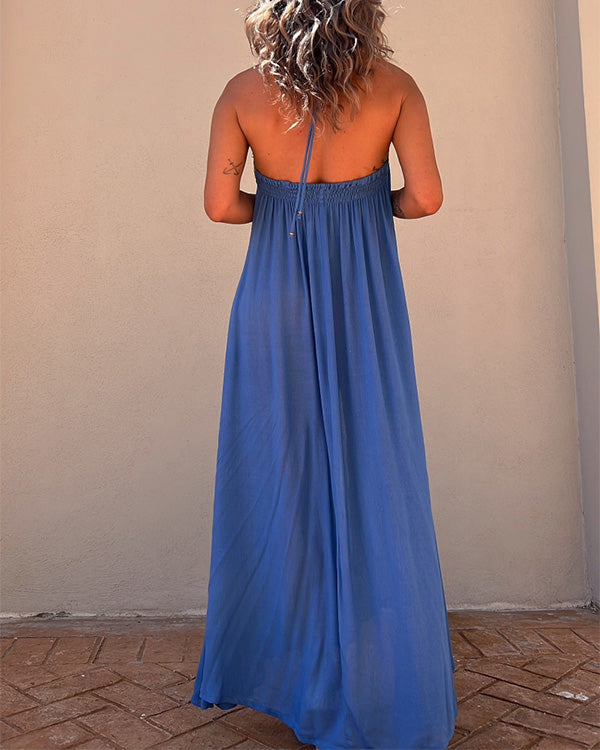 Robe Longue de Fête, Ruban Doré, Lacets