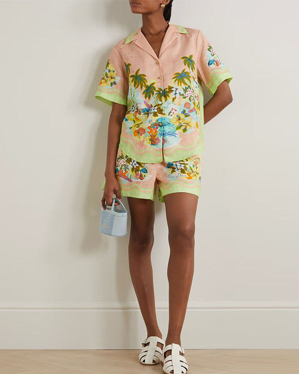 Ensemble Chemise et Short Imprimé, Esprit Vacances