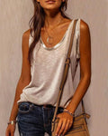 Débardeur T-Shirt Sans Manches, Col Rond