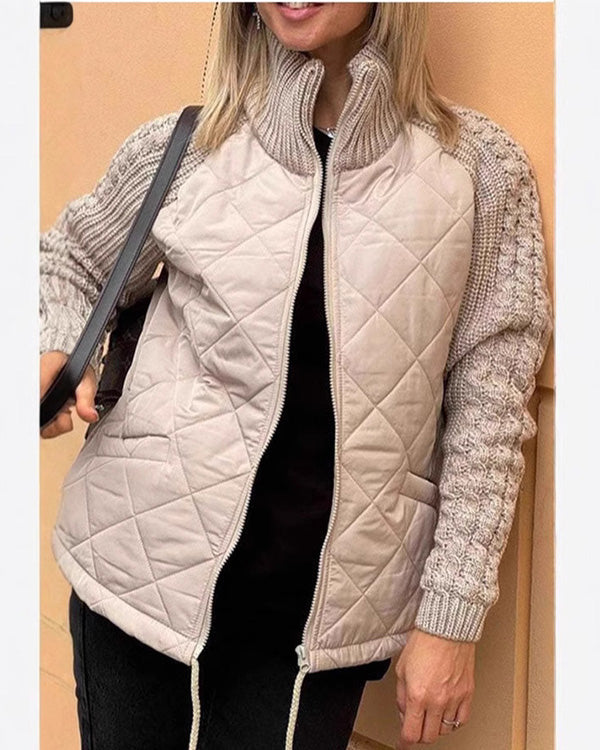 Manteau en Coton à Manches Tricot avec Zip