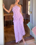 Lorelie · Robe Longue Plissée à Volants, Col Halter