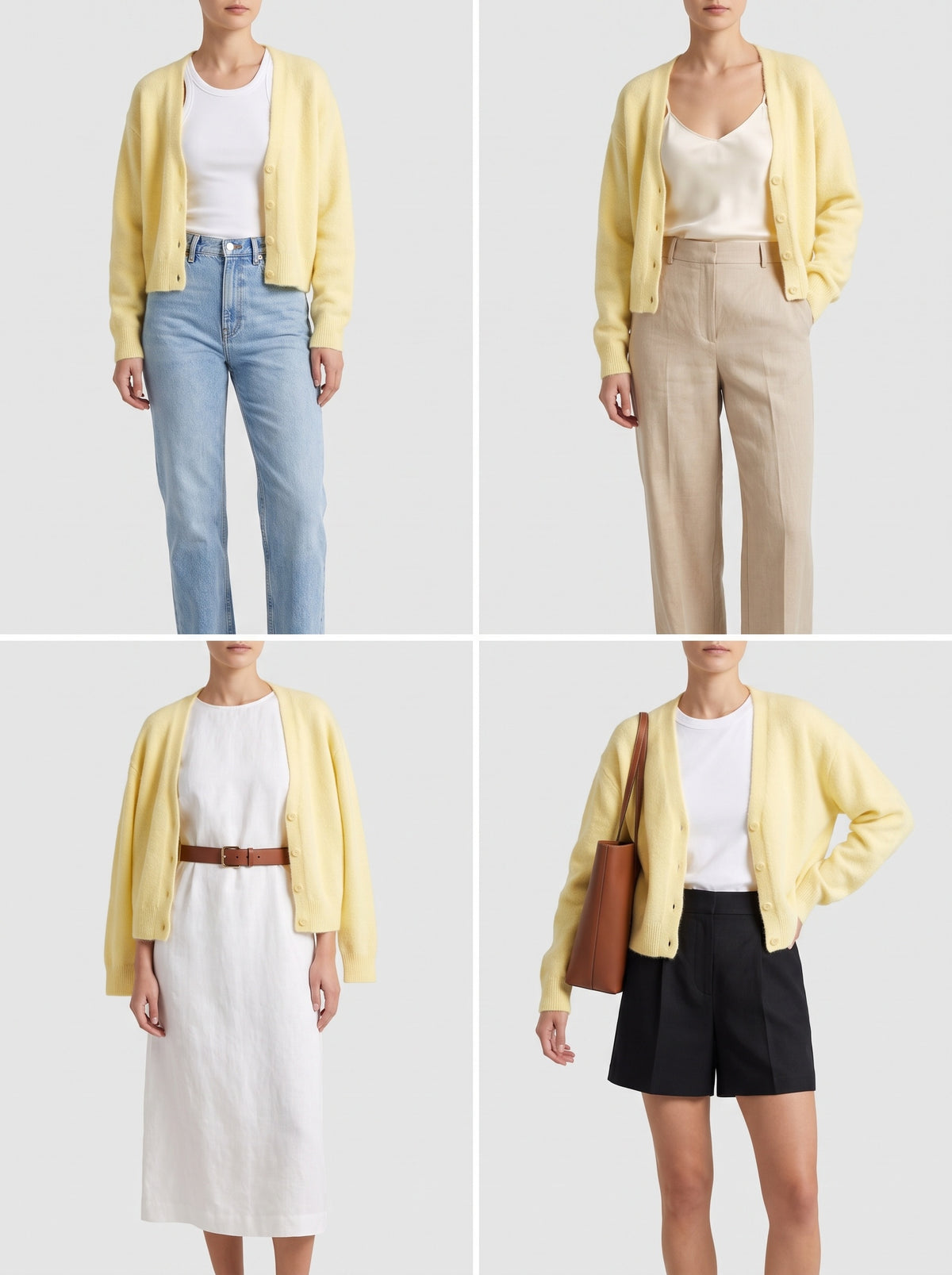 Emilia Button-Front Knitted Cardigan - Yellow