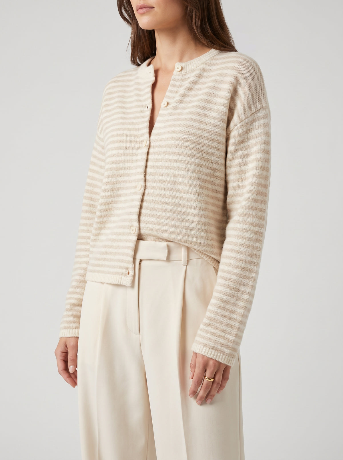 Sofia Striped Cardigan - Beige