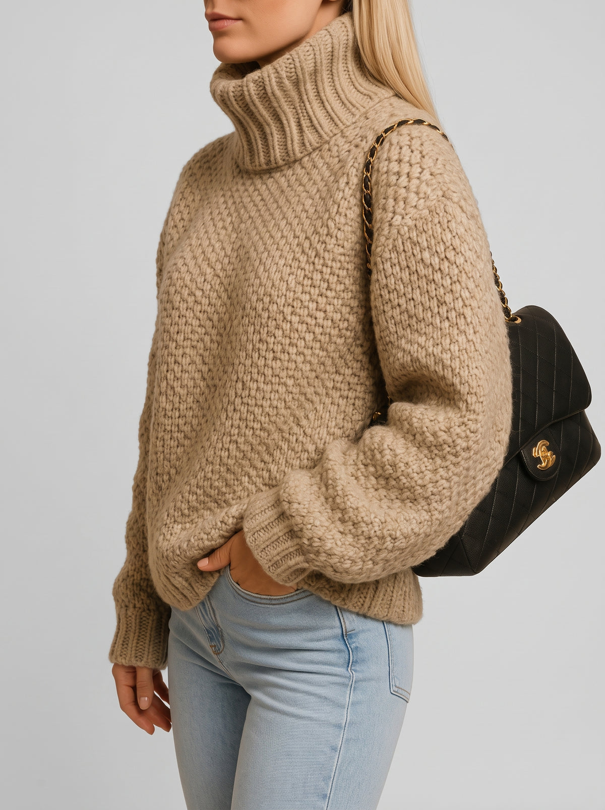 LÉONIE — Chunky Knit Jumper - Khaki