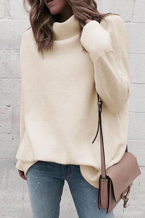 Top en Tricot Côtelé, Blanc Pur