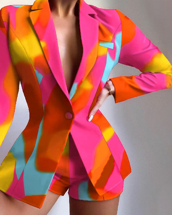 Ensemble Blazer Couleurs Vives et Pantalon, 2 Pièces