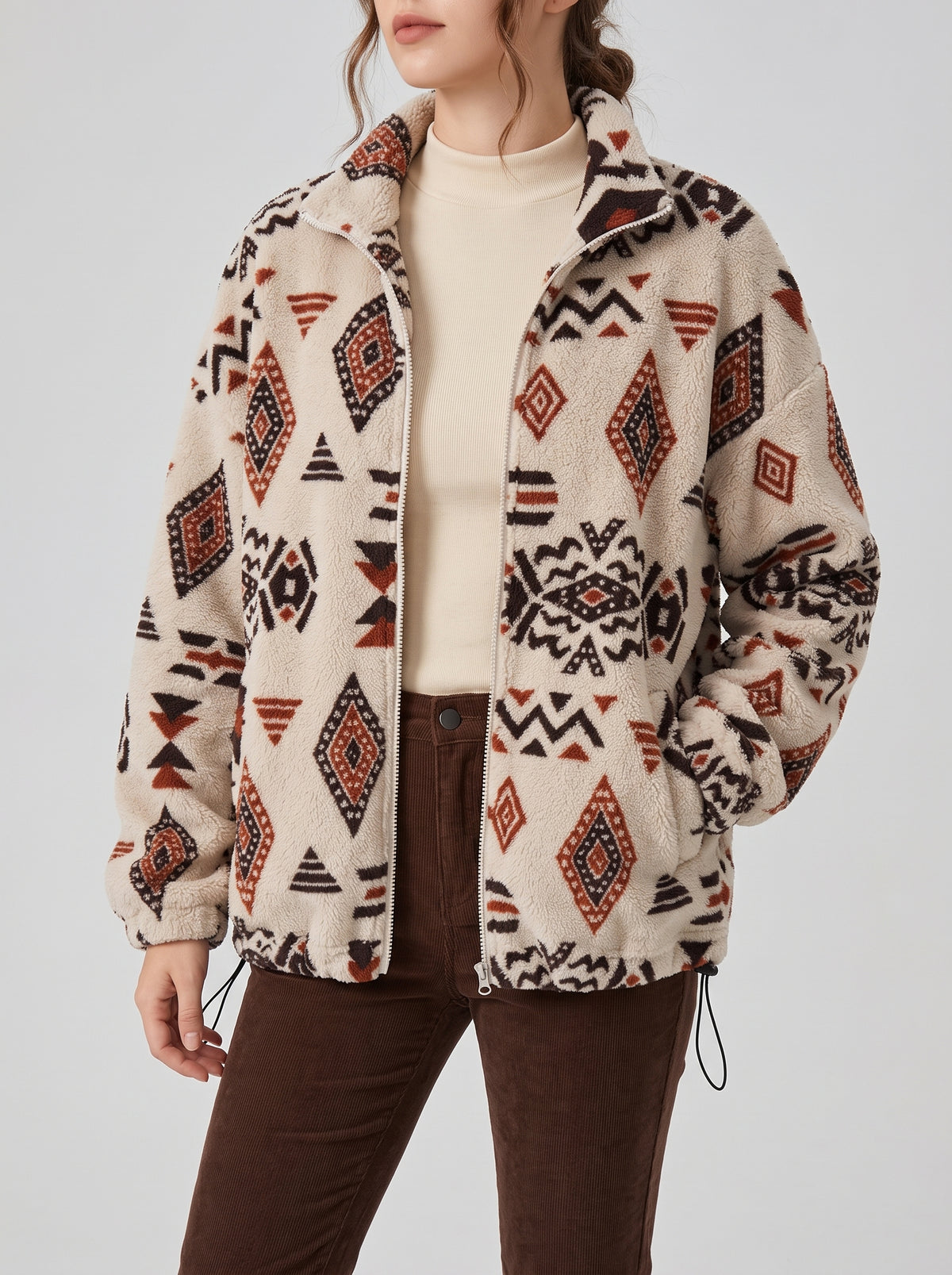Veste polaire Zélie à motif aztèque
