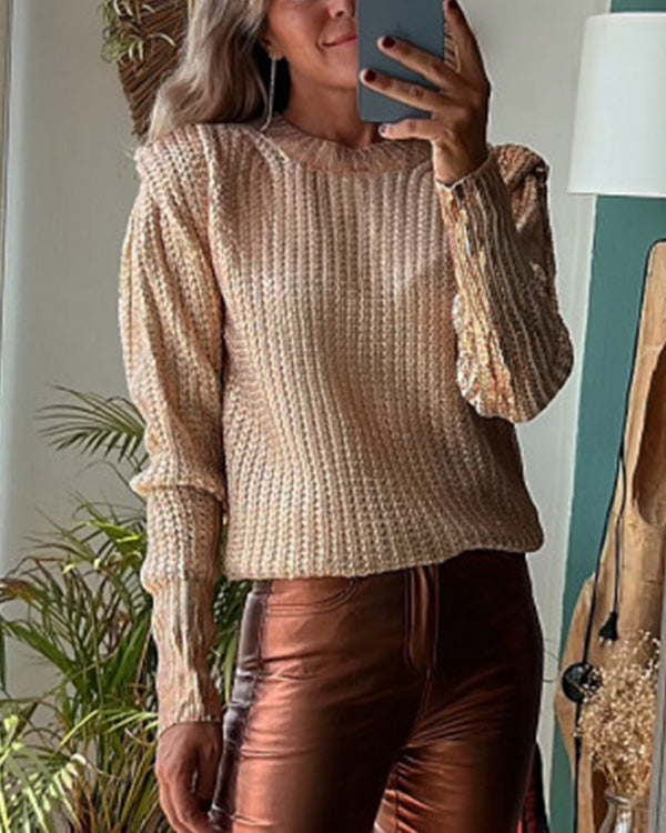 Pull Métallisé, Col Rond, Esprit Paris