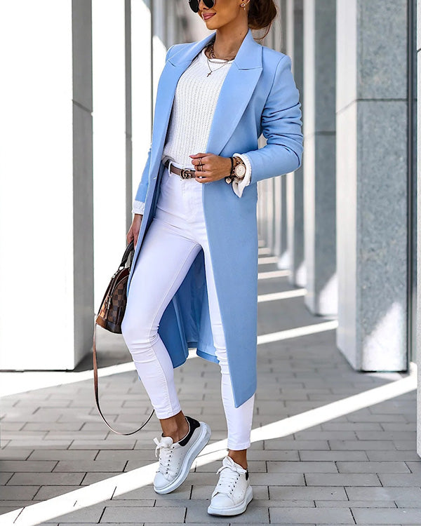 Manteau en Laine Droit, Style Britannique