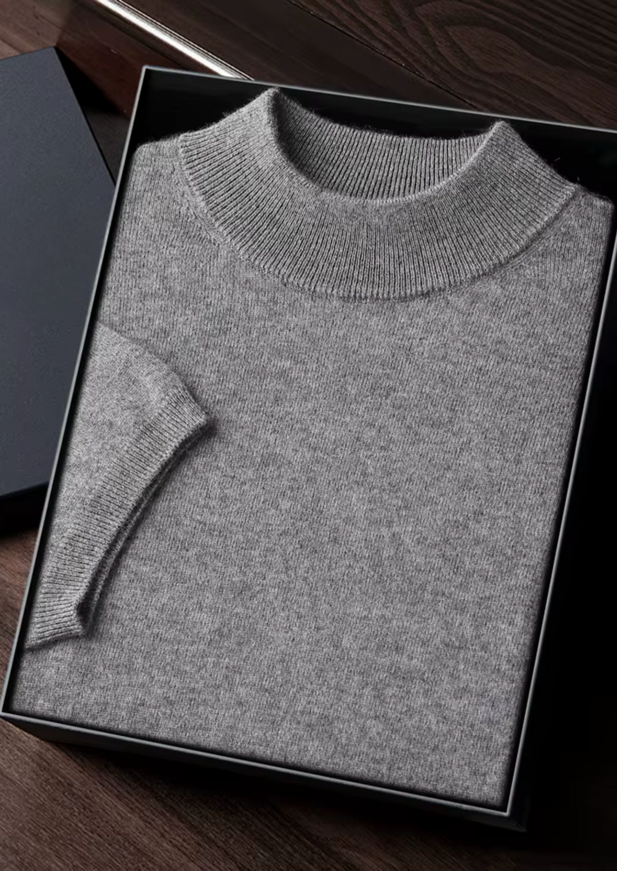 T-Shirt col montant en cachemire premium gris foncé