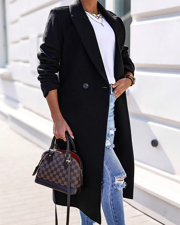 Manteau en Laine Droit, Style Britannique