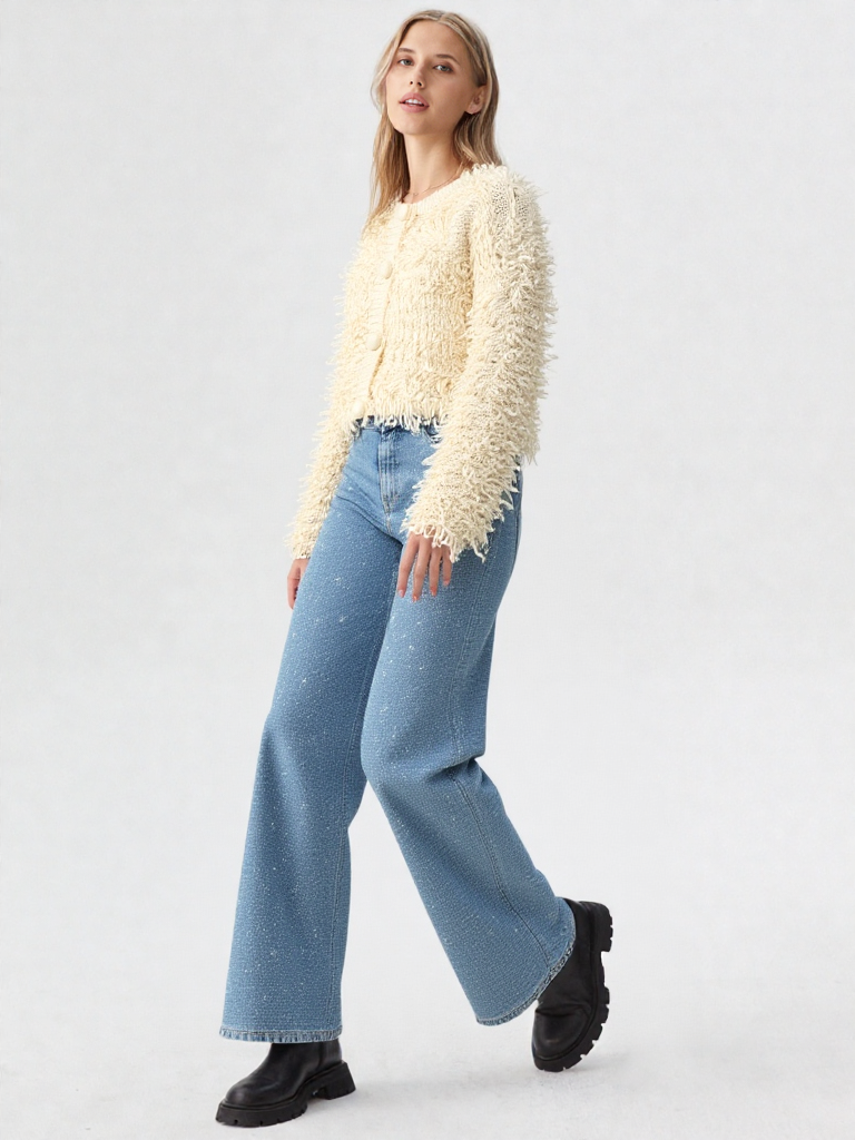 MARGUERITE — Gilet en Maille à Franges