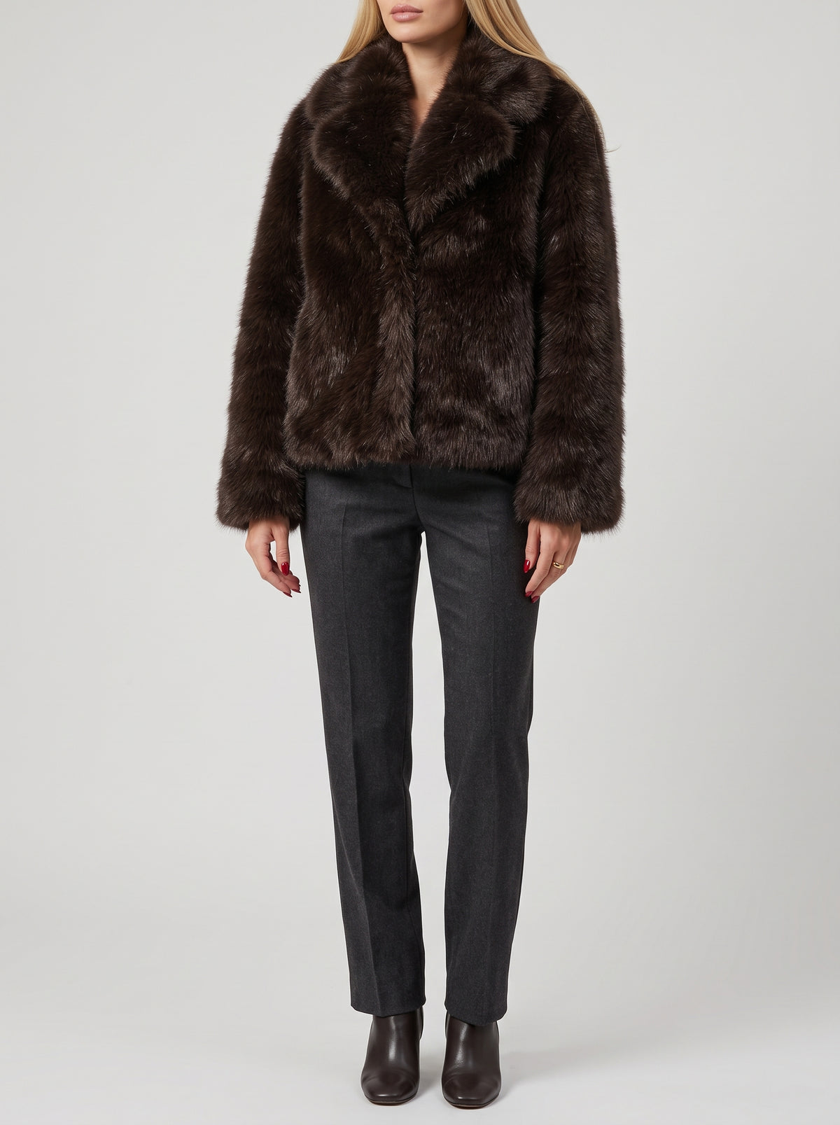 Adelheid Faux Fur Coat — Dark Brown