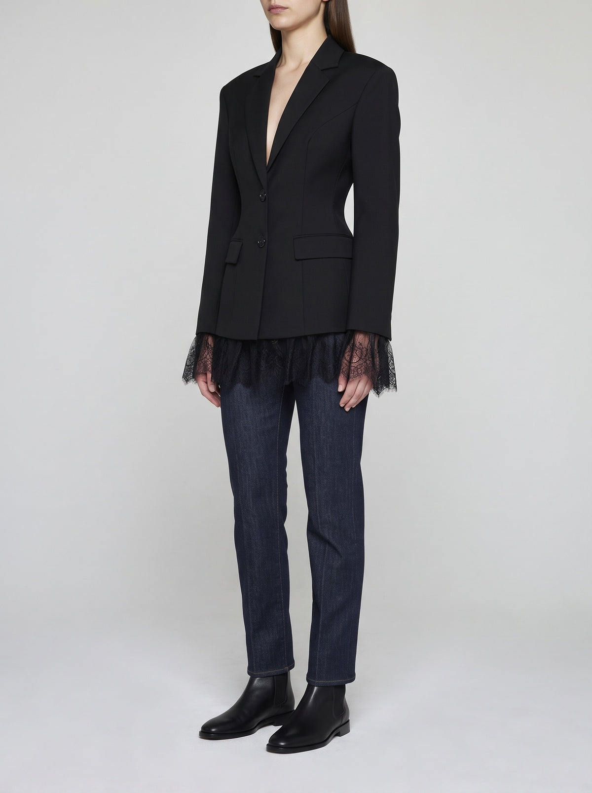 Joanna Lace Detail Blazer - Black