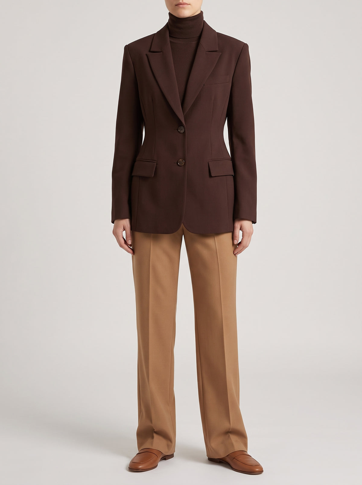 Greta Fitted Blazer - Brown