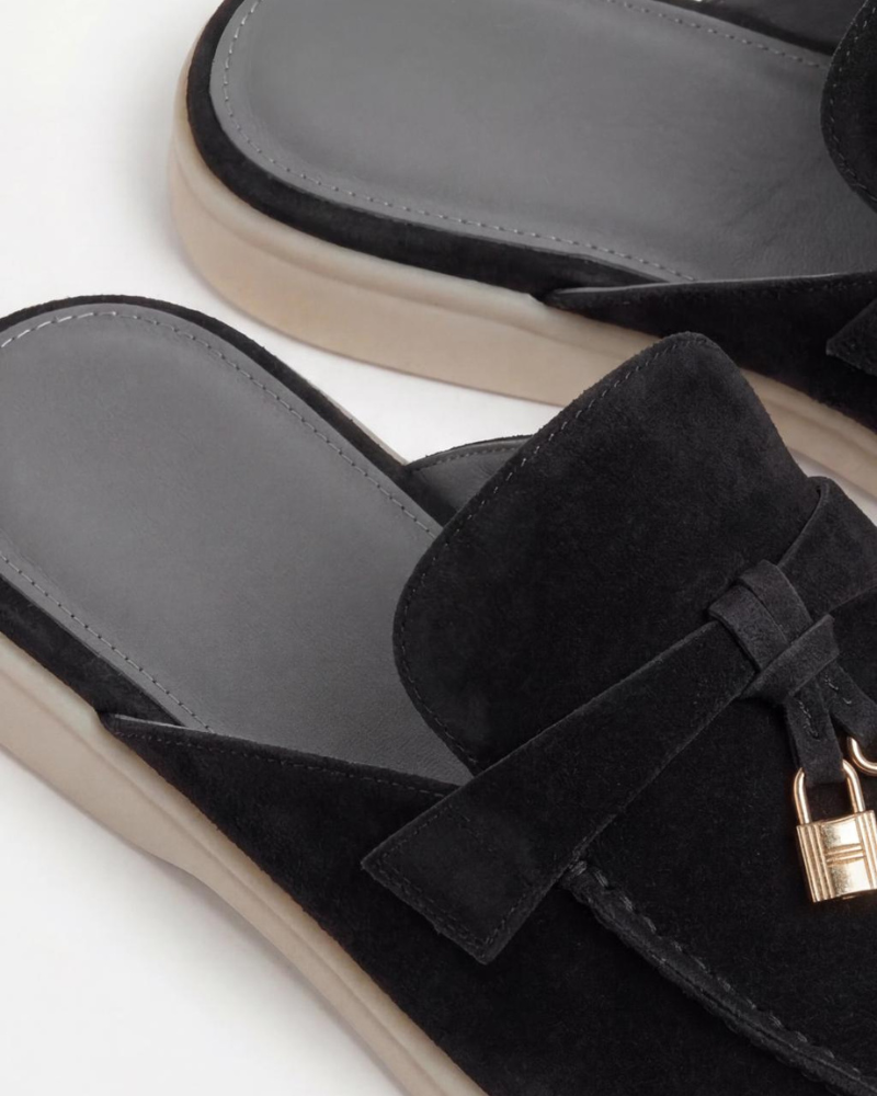 Mule Saint-Tropez noir — détail