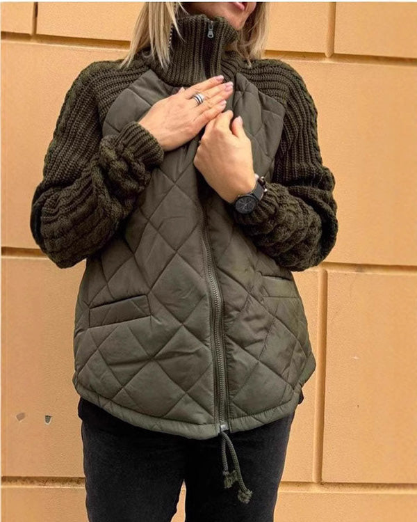 Manteau en Coton à Manches Tricot avec Zip