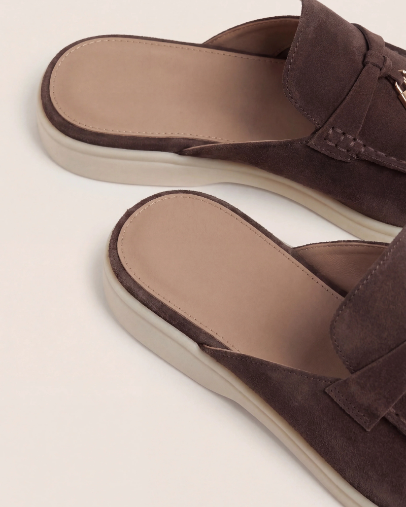 Mule Saint-Tropez marron — détail