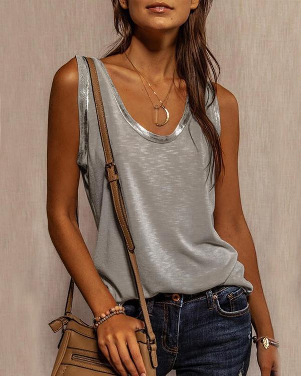 Débardeur T-Shirt Sans Manches, Col Rond