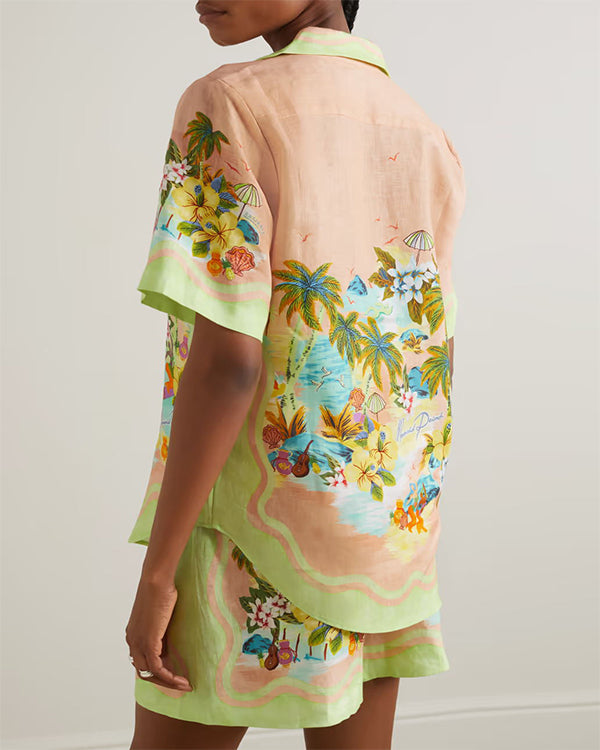 Ensemble Chemise et Short Imprimé, Esprit Vacances