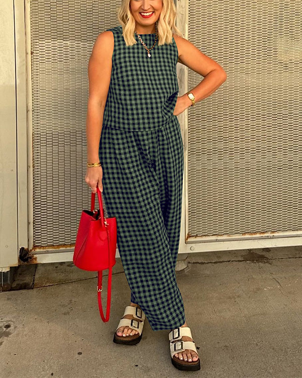 Ensemble Top et Pantalon à Carreaux