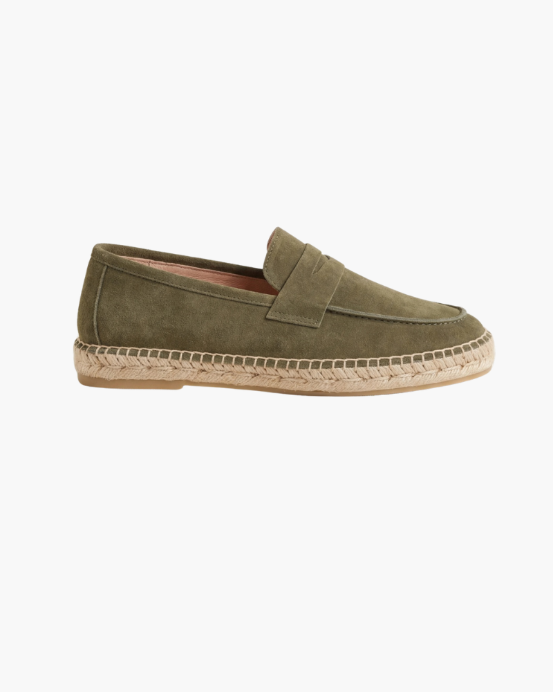 Espadrille Riviera en suède olive — vue principale
